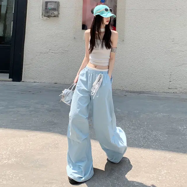 轻迎 美式阔腿高腰宽松慵懒风工装裤休闲裤 女款