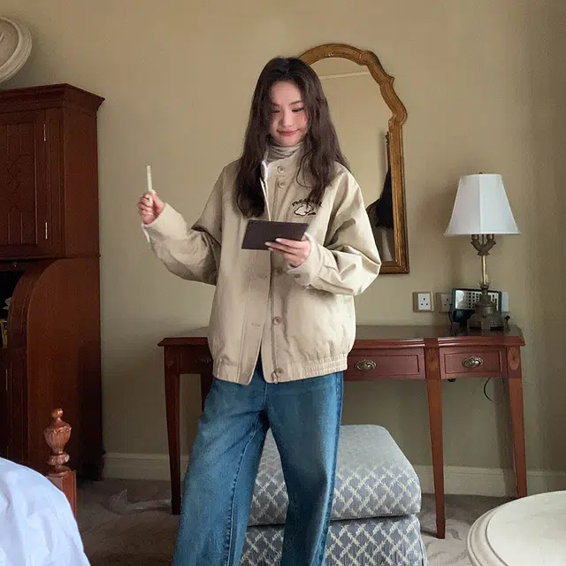 轻迎 美式可爱卡通外套宽松百搭夹克 女款