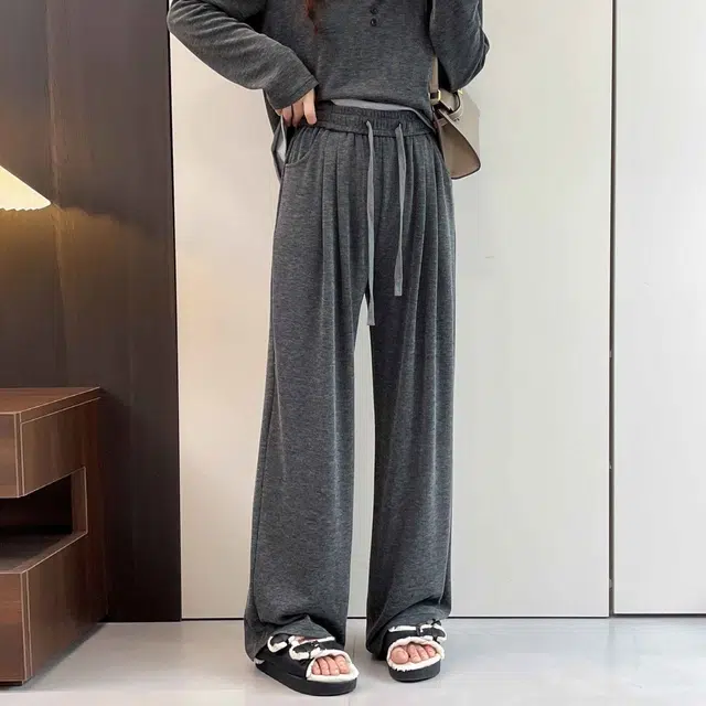 轻迎 假两件连帽上衣直筒拖地裤时尚显瘦休闲套装 女款