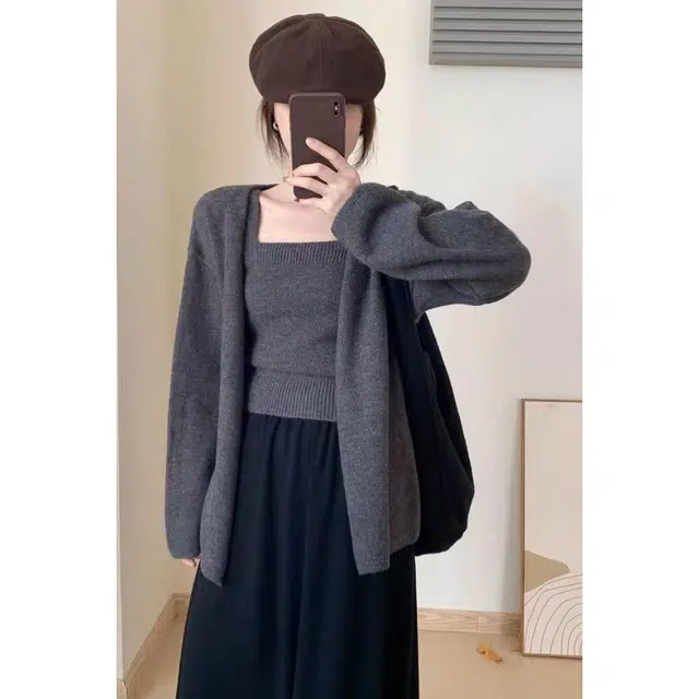 轻迎 慵懒风温柔宽松开衫外套针织衫 女款