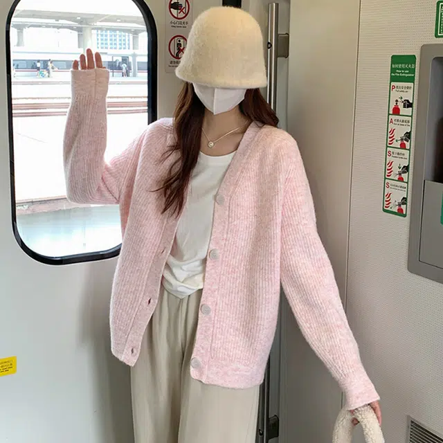 轻迎 韩系氛围感宽松慵懒风开衫甜美温柔风外套针织衫 女款