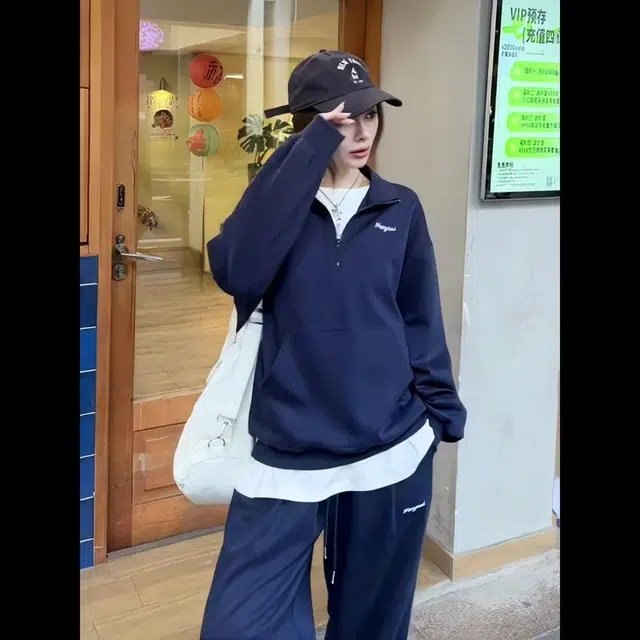 轻迎 立领卫衣高级感时尚运动服洋气休闲套装 女款