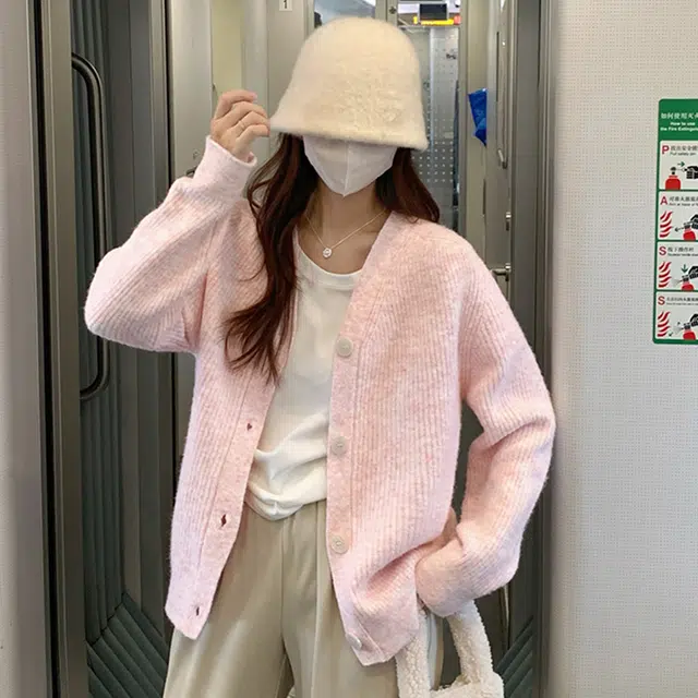 轻迎 韩系氛围感宽松慵懒风开衫甜美温柔风外套针织衫 女款