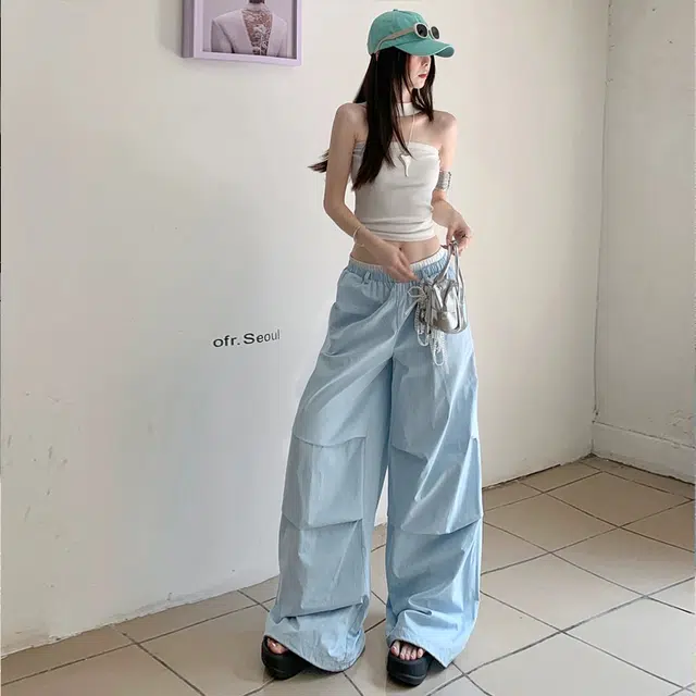 轻迎 美式阔腿高腰宽松慵懒风工装裤休闲裤 女款