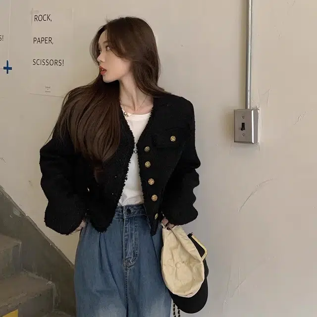 轻迎 小香风高级感设计感短款上衣截短外套 女款