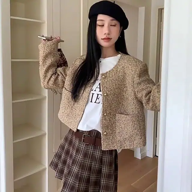 轻迎 富家千金小香风气质名媛上衣开衫高级感修身短款截短外套 女款