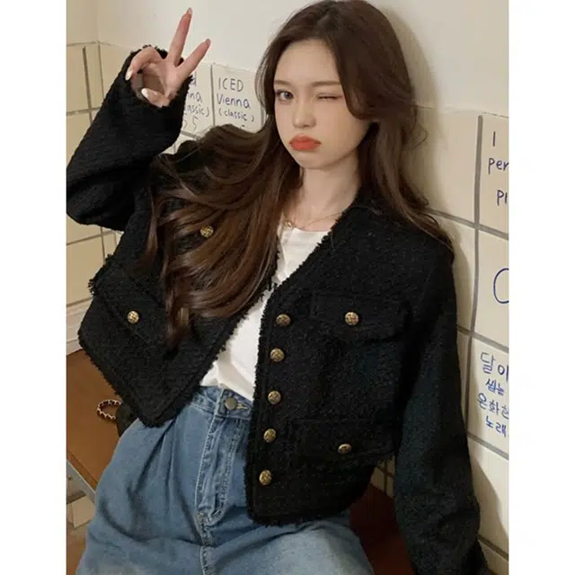 轻迎 小香风高级感设计感短款上衣截短外套 女款