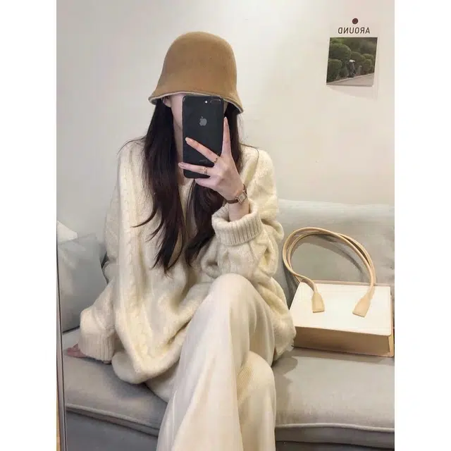 轻迎 阔腿裤高腰垂坠感宽松直筒裤子休闲套装 女款