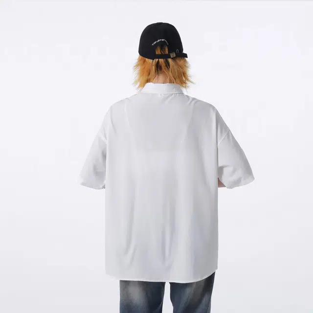 沐诚阳译 简约美式纯色透气百搭落肩打底衫衬衫 男女同款