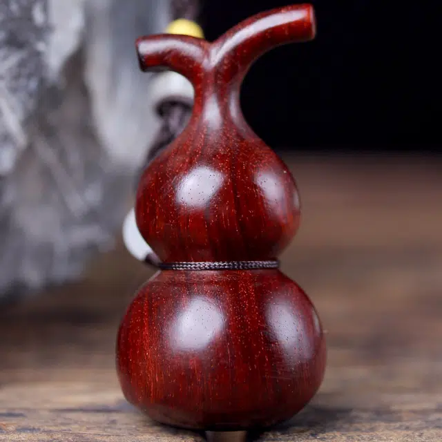 檀欣 国风复古 高抛精品 好运葫芦福禄 平安吉祥 文玩轻奢简约设计 小叶木制 名贵木作手把件 男女同款情侣款 紫檀 高档锦盒装