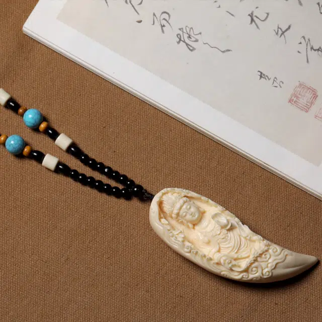 檀欣 精雕刻月牙观音挂件 平安吉祥家居手饰品 车挂件 象牙果 菩提把件 男女同款情侣款 礼盒装