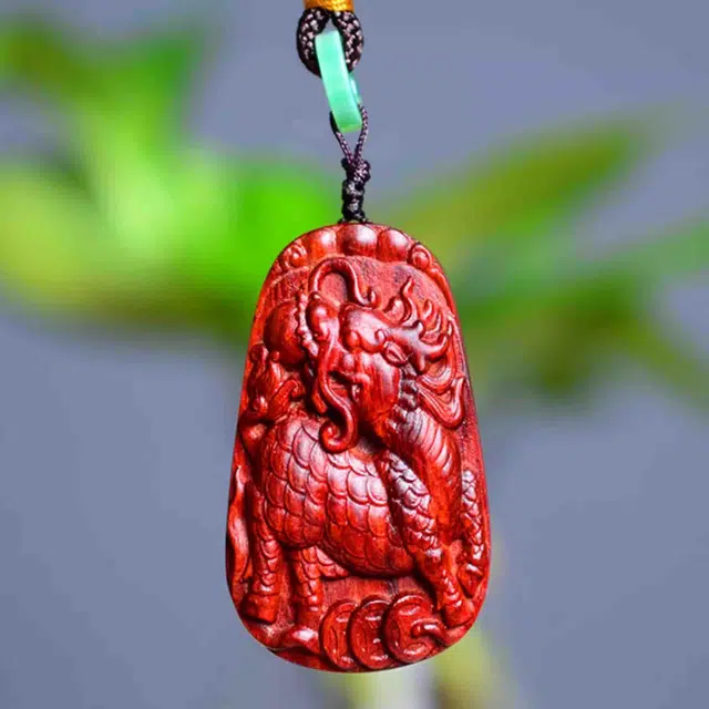 檀欣 新中式国风 小叶火麒麟檀香木质五行缺火补火 小叶平安饰品挂件#好运 招财纳福 紫檀属 吊坠 男女同款情侣款