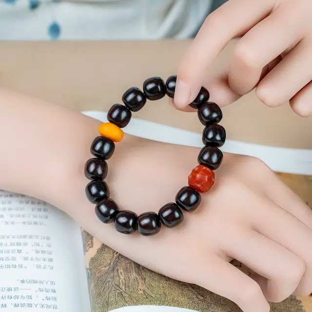 【天宫赐福 财运亨通】 檀欣 招财平安诸事顺利 本命年金钱转运珠八方来财国潮复古锤纹珠佛珠礼盒珠串 紫檀属 木作手串 男女同款情侣款