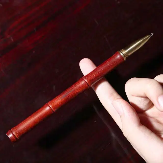 檀欣 新中式国风 高档雕刻签字笔 节节高升 小叶紫檀 名贵木作把件 男女同款情侣款 紫檀