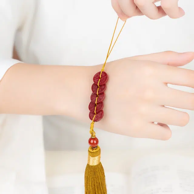 檀欣 五帝钱装饰品配件新居客厅办公室 门对门店铺钱串挂坠家居室内入户大门口卧室挂饰摆件 朱砂 挂件 男女同款情侣款