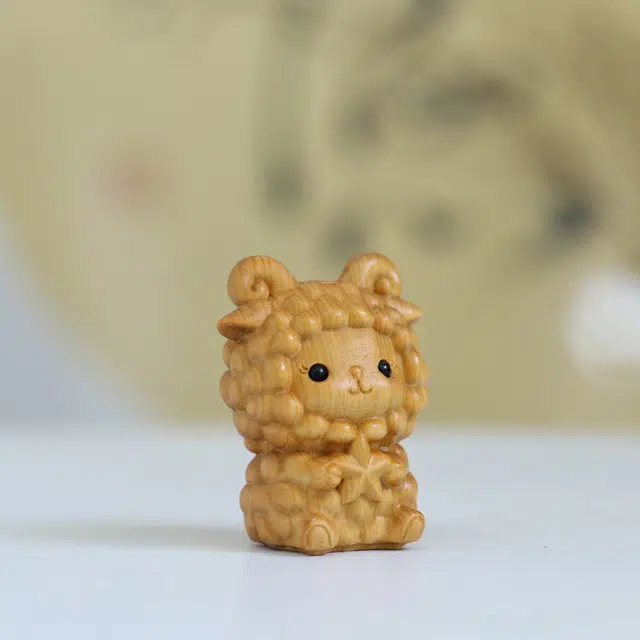 檀欣 本命年 原木雕刻十二生肖小绵羊萌系喜羊羊随身手把件#好运 家居桌面木质工艺品 生肖羊 崖柏 木作摆件 男女同款情侣款