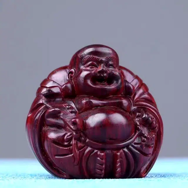 檀欣 本命年纯手工精雕刻弥勒佛大肚笑佛招财纳福手把件高档家居红木工艺品装饰品 木质檀香 木作把件 男女同款情侣款 紫檀 礼盒装