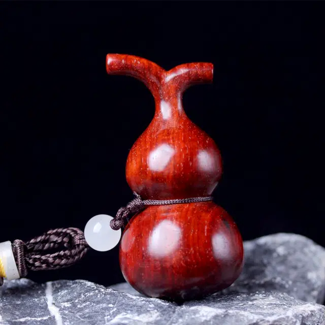 檀欣 国风复古 高抛精品 好运葫芦福禄 平安吉祥 文玩轻奢简约设计 小叶木制 名贵木作手把件 男女同款情侣款 紫檀 高档锦盒装