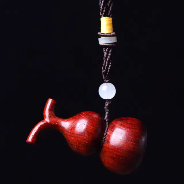 檀欣 国风复古 高抛精品 好运葫芦福禄 平安吉祥 文玩轻奢简约设计 小叶木制 名贵木作手把件 男女同款情侣款 紫檀 高档锦盒装