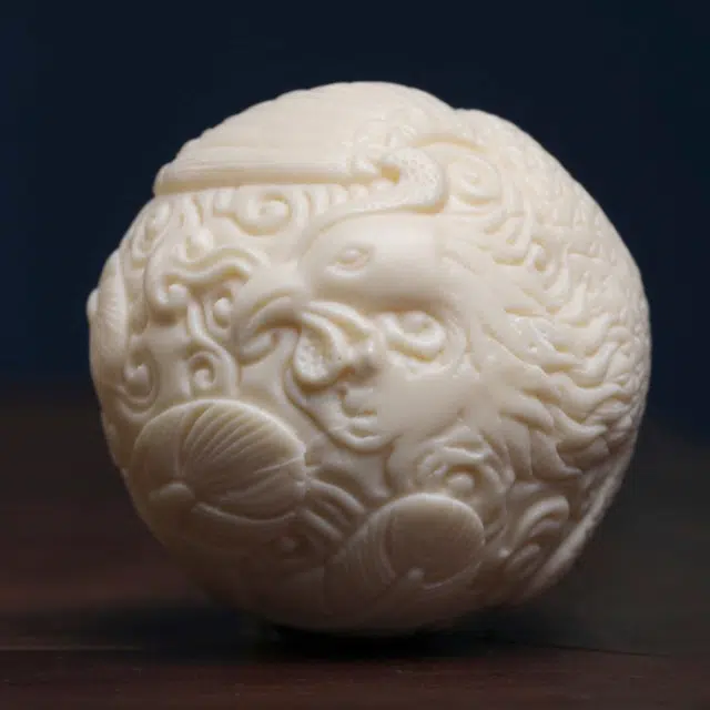 檀欣 新中式 祥龙凤呈祥保健球把玩球摆件文玩按摩球龙年吉祥礼品 象牙果 手把件 男女同款情侣款 礼盒装