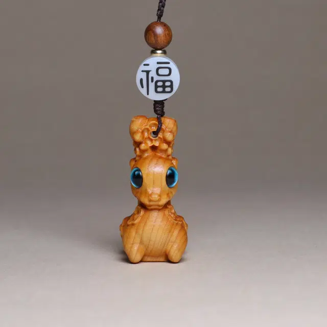 檀欣 国风新中式 雕刻梅花鹿钥匙扣挂件 一路高升 升职加薪 吉祥如意 轻奢个性创意文玩饰品 崖柏 其他木作 男女同款情侣款