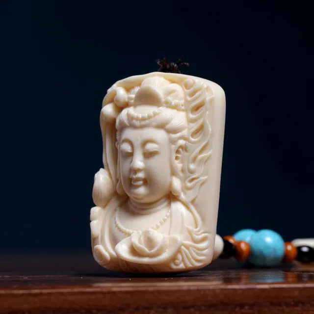 檀欣 南海观世音佛像 平安吉祥 文玩手工编绳随身盘玩迷你把件汽车 车内装饰品 象牙果 吊坠 男女同款情侣款