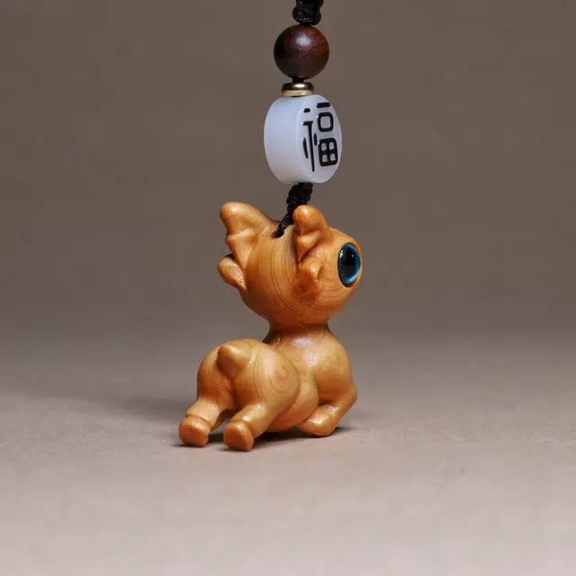 檀欣 国风 一（鹿）高升 雕刻跳跳鹿一鹿平安钥匙扣 飞黄腾达 国潮轻奢个性创意饰品包包 崖柏 挂件 男女同款情侣款
