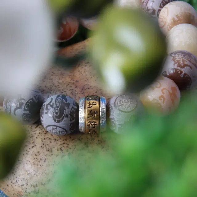檀欣 新中式国风 雕刻瑞兽貔貅招财进宝珠串 国潮平安文玩念珠佛珠 菩提根 手串 男女同款情侣款