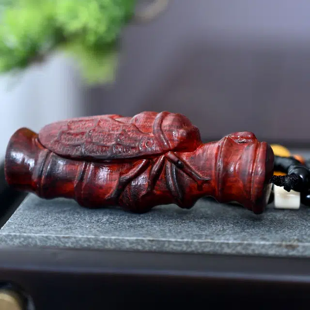 檀欣 新中式精雕刻节节高升一鸣惊人金榜题名挂件 知足常乐 文玩金蝉金榜题名盘玩 木质檀木 木作把件 男女同款情侣款 血檀 礼盒装