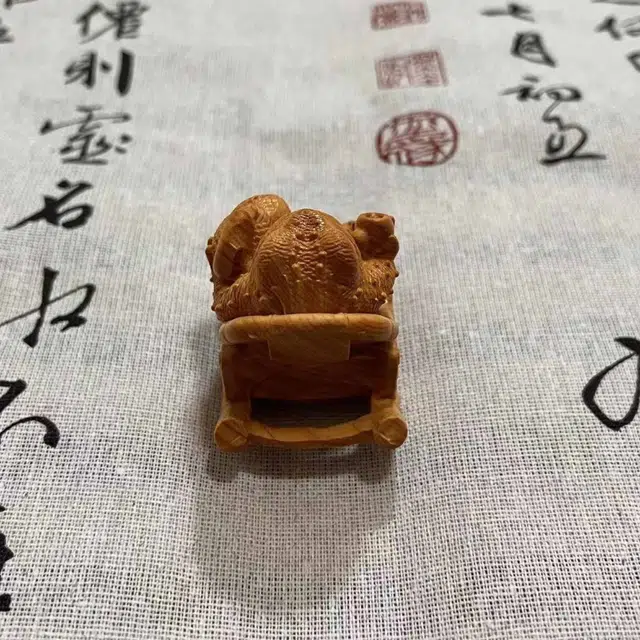 檀欣 复古 原木雕刻（悠然自在）蟾蜍文玩转运把件#好运 招财纳福平安 随身把玩家居工艺品 崖柏 摆件 男女同款情侣款