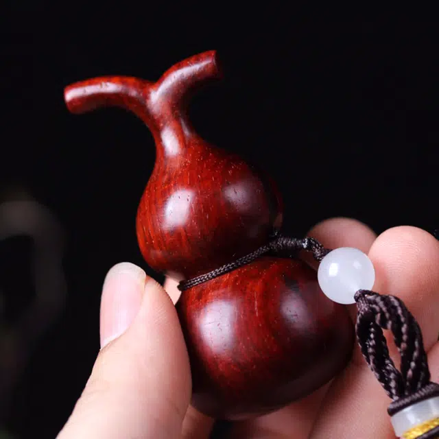檀欣 国风复古 高抛精品 好运葫芦福禄 平安吉祥 文玩轻奢简约设计 小叶木制 名贵木作手把件 男女同款情侣款 紫檀 高档锦盒装