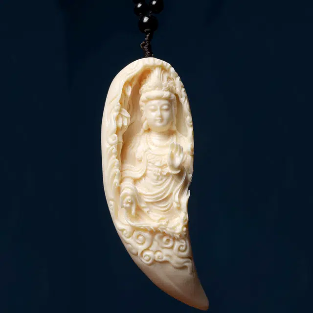 檀欣 精雕刻月牙观音挂件 平安吉祥家居手饰品 车挂件 象牙果 菩提把件 男女同款情侣款 礼盒装