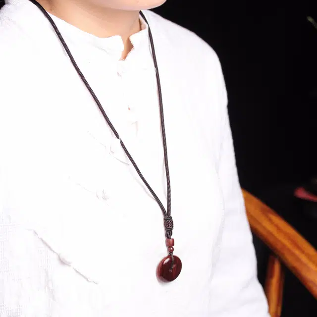 【扣住安康 诸事顺利】 檀欣 本命年 平安扣吊坠编绳简约款平安吉祥国潮国风新中式小众设计轻奢首饰 血檀 木作项链 男女同款情侣款