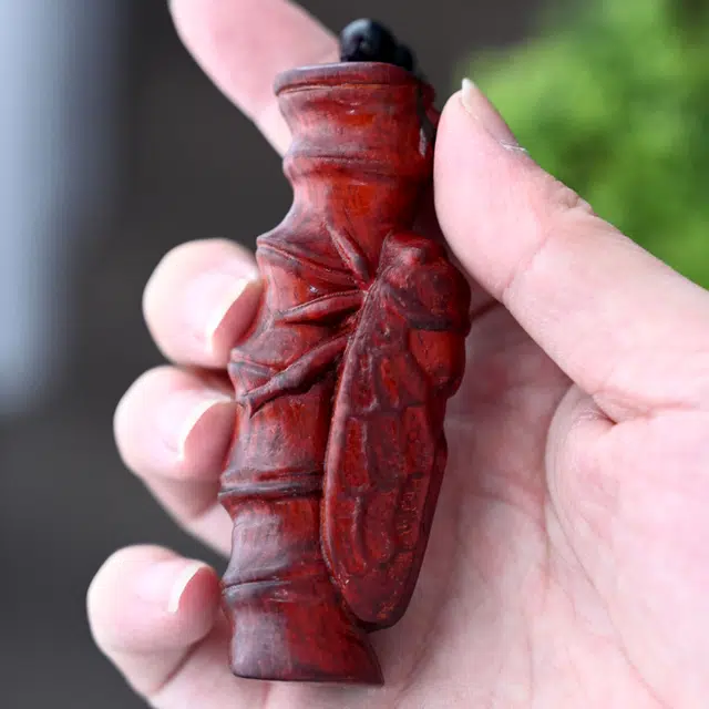 檀欣 新中式精雕刻节节高升一鸣惊人金榜题名挂件 知足常乐 文玩金蝉金榜题名盘玩 木质檀木 木作把件 男女同款情侣款 血檀 礼盒装