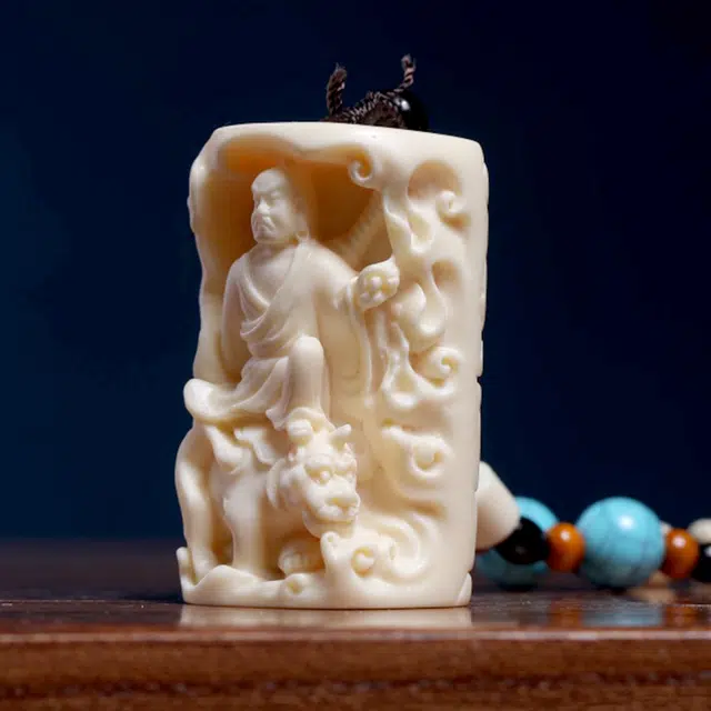 檀欣 新中式 伏虎罗汉手挂饰 招财平安祥瑞吉祥手把件 象牙果 菩提挂件 男女同款情侣款 礼盒装
