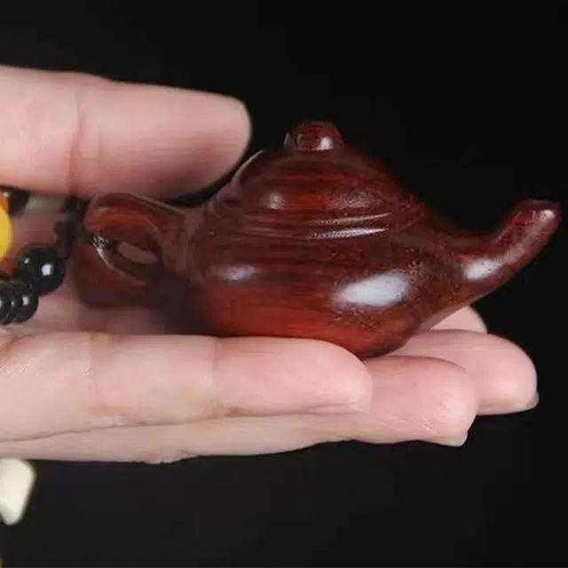 檀欣 新中式 精雕刻  文玩创意随身携带盘玩工艺品摆件 打麻将随神 菩提根 把把壶 手把件 男女同款情侣款