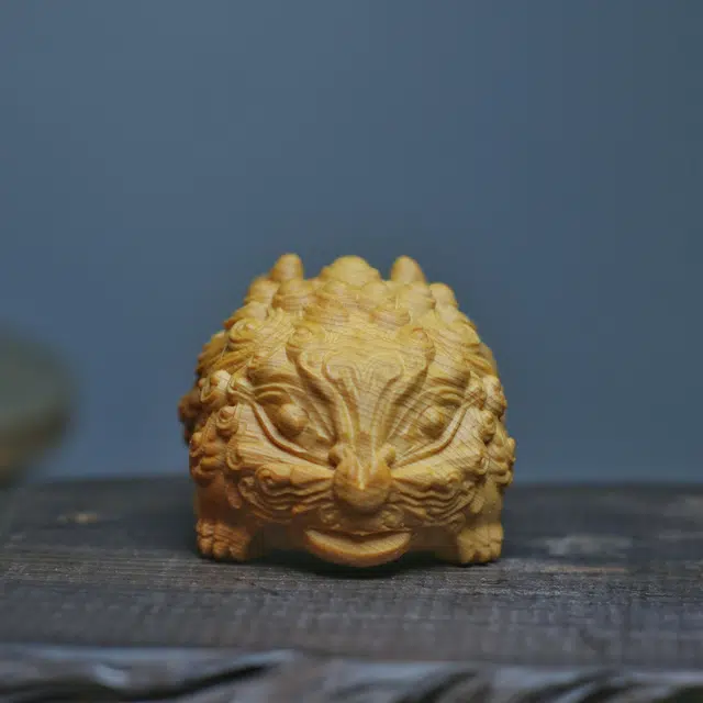 檀欣 新中式 大富大贵 原木雕刻双头大貔貅文玩摆件 钱多多招财转运把玩收藏工艺品 复古民族风随身盘玩 崖柏 把件 男女同款情侣款