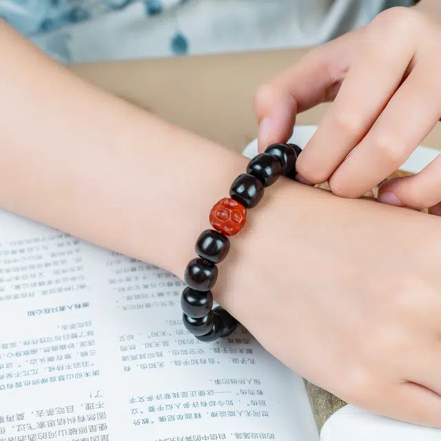 【天宫赐福 财运亨通】 檀欣 招财平安诸事顺利 本命年金钱转运珠八方来财国潮复古锤纹珠佛珠礼盒珠串 紫檀属 木作手串 男女同款情侣款