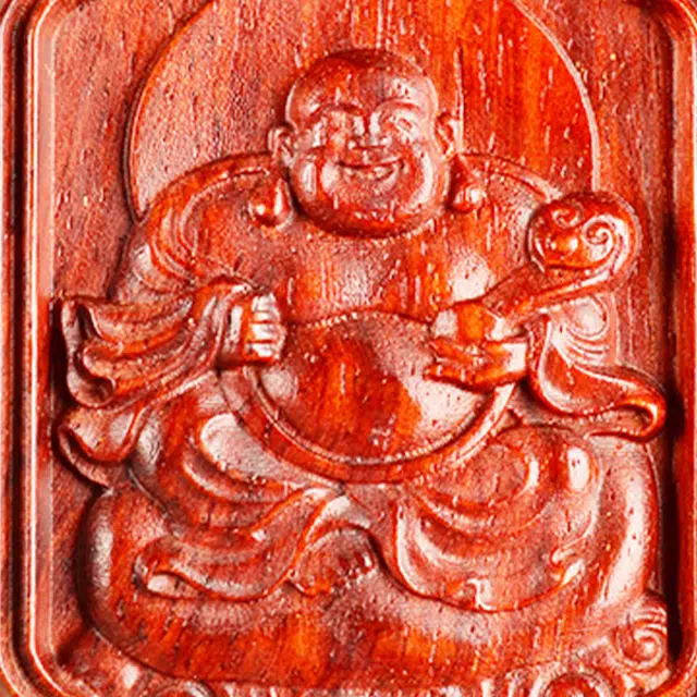 檀欣 国风 新中式 高端红木复古雕刻弥勒佛吉祥平安 吉祥安康 高油高密原木牌子佛牌毛衣链 紫檀属 项链 男女同款情侣款