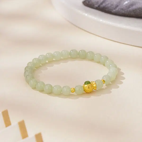 【一物一证】 金师傅 福袋纳福新中式国潮好运连连 和田玉 手串 男女同款情侣款 碧玉