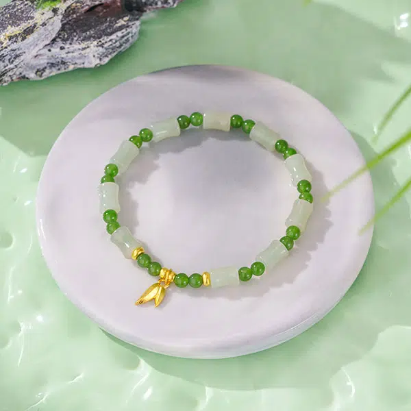 【一物一证】 金师傅 竹节转运珠 步步高升 精致轻奢高级感 和田玉 手串 男女同款情侣款 青白玉