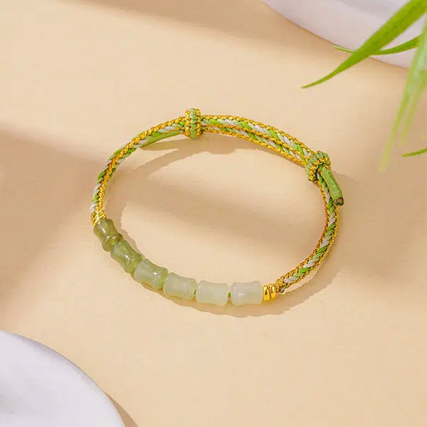 【一物一证】 金师傅 节节高升 古风国风国潮大气 和田玉 黄金手链 男女同款情侣款 青白玉