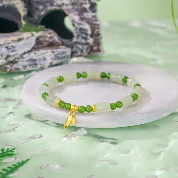 【一物一证】 金师傅 竹节转运珠 步步高升 精致轻奢高级感 和田玉 手串 男女同款情侣款 青白玉