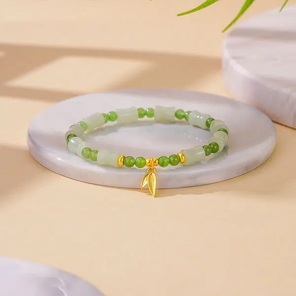 【一物一证】 金师傅 竹节转运珠 步步高升 精致轻奢高级感 和田玉 手串 男女同款情侣款 青白玉
