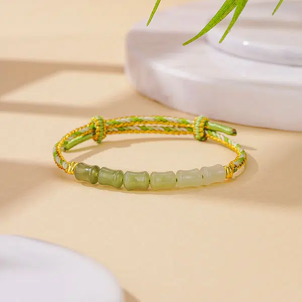 【一物一证】 金师傅 节节高升 古风国风国潮大气 和田玉 黄金手链 男女同款情侣款 青白玉
