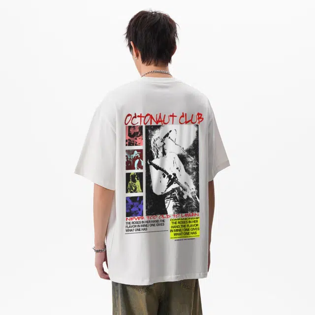 海底小纵队 美式高街版画拼贴人像字母品牌印花宽松透气个性街头重磅圆领上衣垂感百搭抽绳五分裤健身跑步休闲运动套装 男女同款