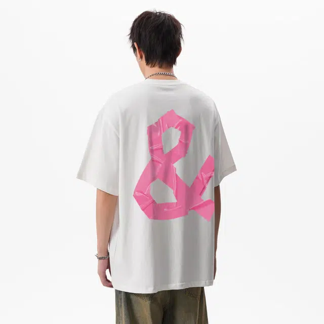 海底小纵队 美式高街字符褶皱仿真塑胶带印花现代风个性宽松透气重磅圆领落肩上衣垂感百搭百搭健身跑步短袖短裤休闲运动套装 男女同款