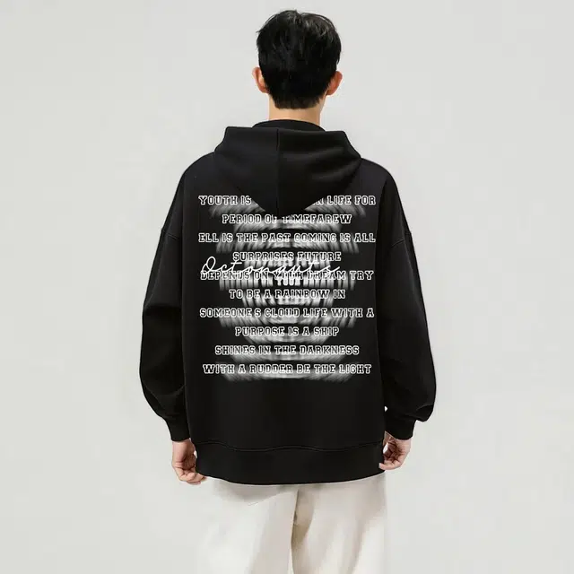 海底小纵队 美式复古高街宽松连帽百搭休闲通勤字母纯棉眩晕旋转印花重磅长袖学院风简约落肩舒适亲肤学生春秋加绒国潮潮流卫衣 男女同款