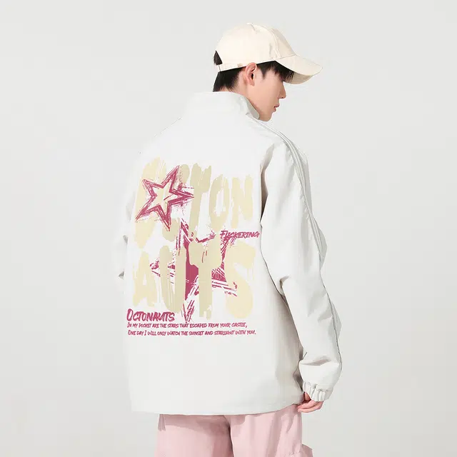 海底小纵队 美式潮流创意品牌涂鸦休闲宽松夹克外套 男女同款