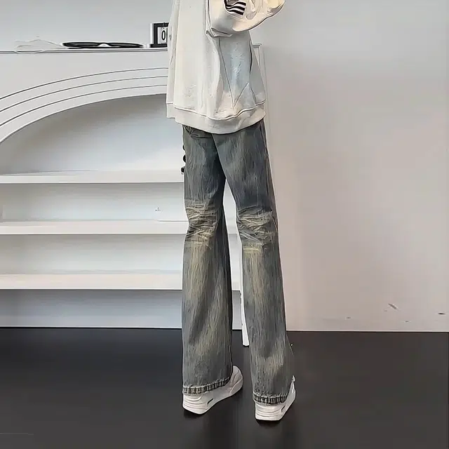 寻星记 美式高街复古舒适百搭直筒阔腿微喇日常通勤长裤牛仔裤 男女同款